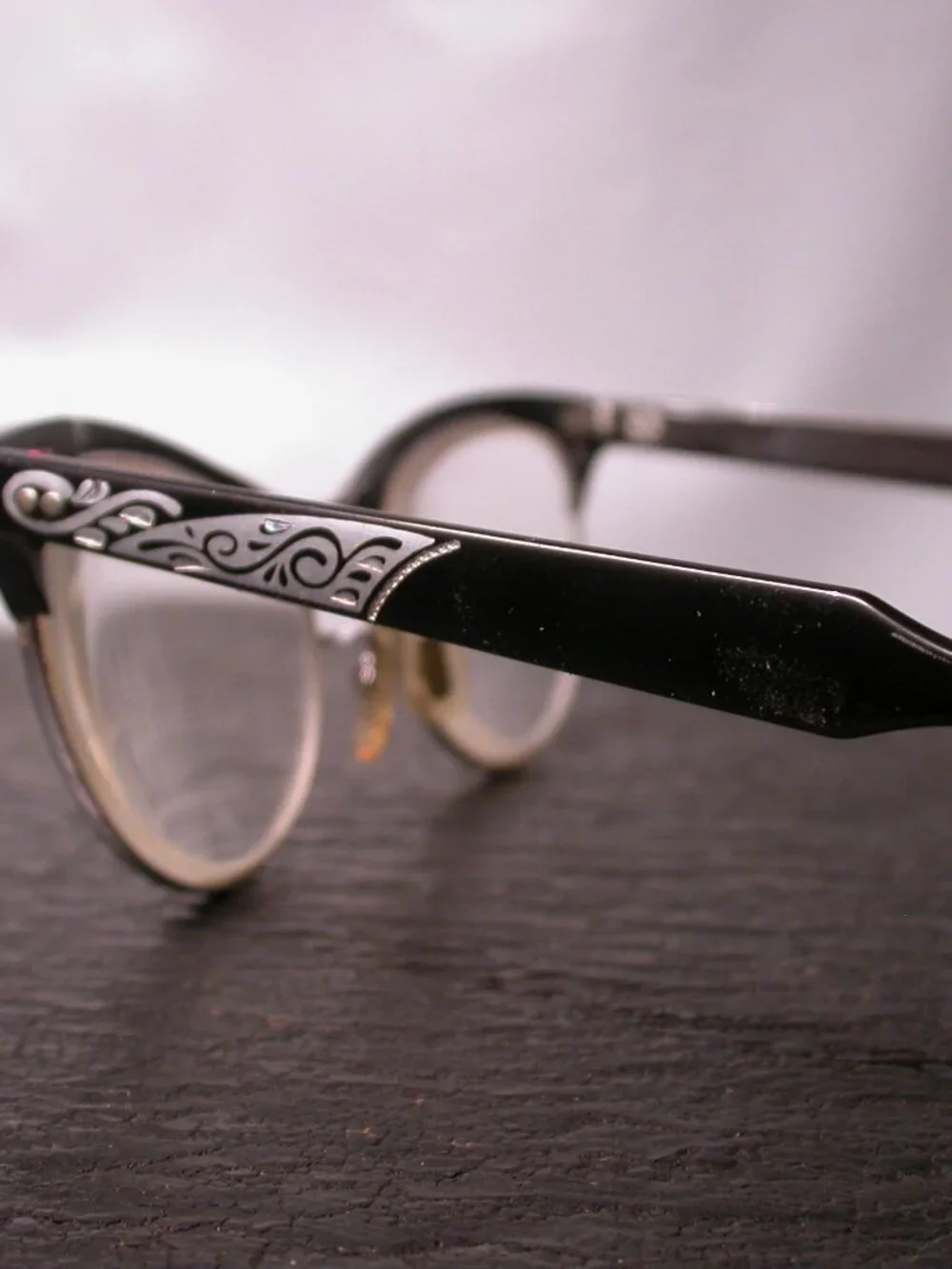 Vintage AO American Optical Black Cat Eye Frames Eyeglasses Made in USA